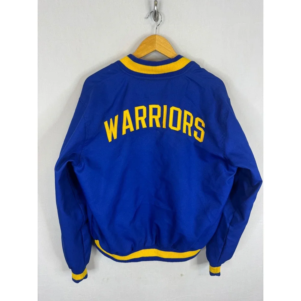 JH Design NBA Golden State Warriors Varsity Jacket Blue Yellow Mens 2XL Bomber